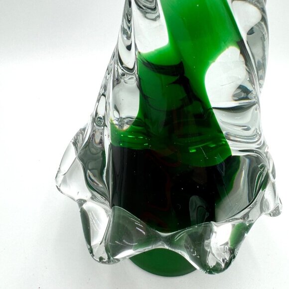 Glass Christmas Tree Paper Weight Clear Green Holiday - Picture 3 of 13